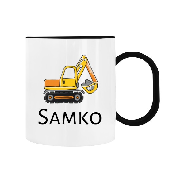 Dětský hrnek plastový  s potiskem Bager s jménem do školky